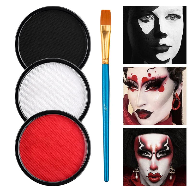 Water-activated Face Body Painting Palette Monochromatic Halloween Zpaxo