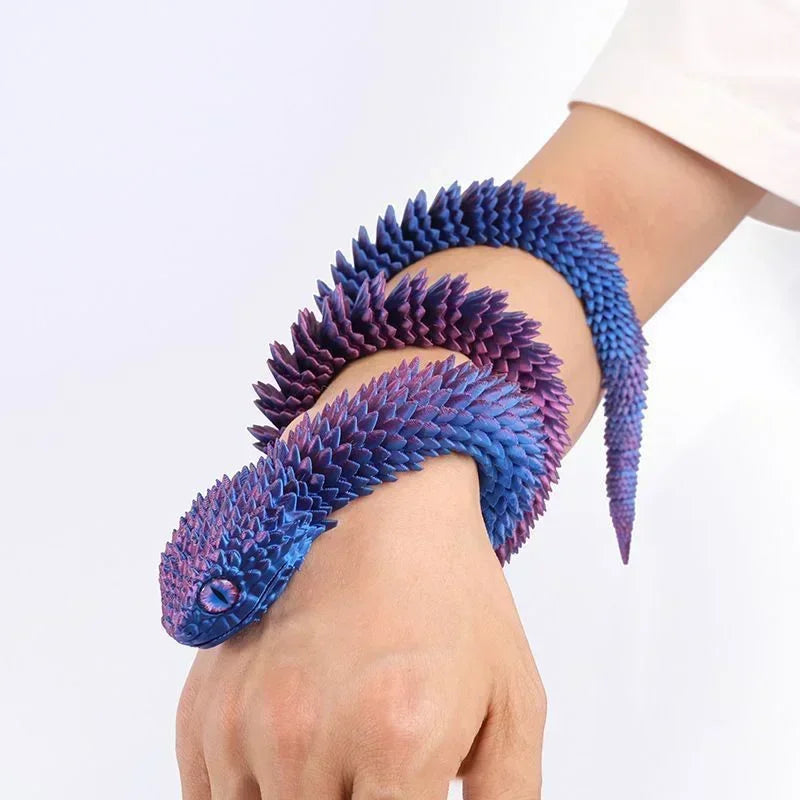 3D Printed Articulated Crystal Snake in Dragon Egg | Desk Ornament 3D Printed Figurine Zpaxo