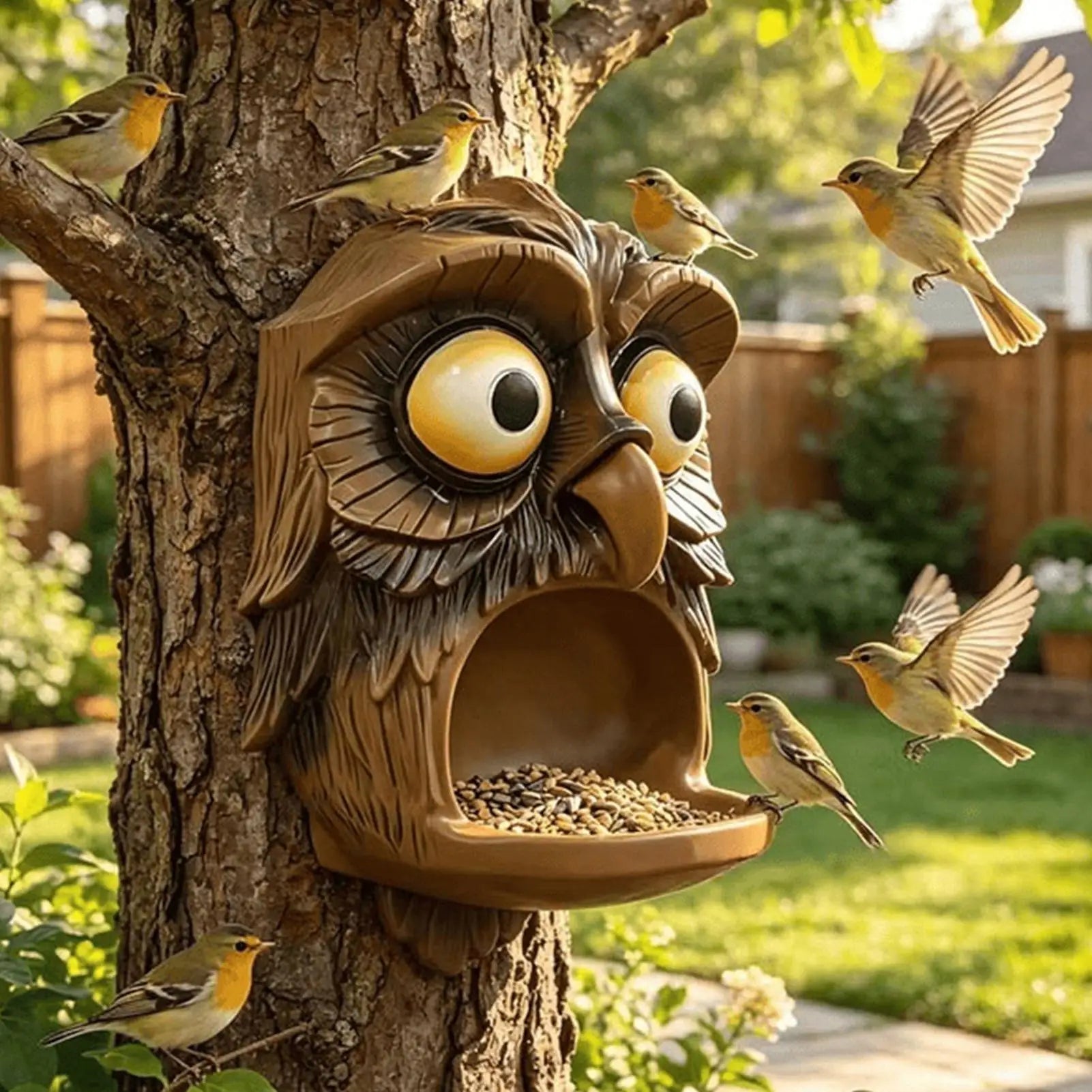 Bird Feeder Sculpture Garden Food Holder Wild Feeders Outdoor