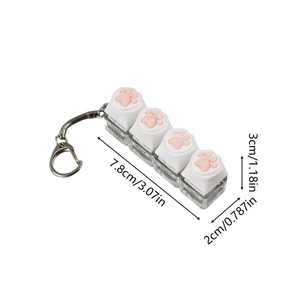 LED Keyboard Keychain Fidget Toy – Crystal Clicker Stress Relief Fidget Keychain Toy Zpaxo White