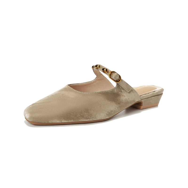 Women Square Toe Mule Shoes Summer Closed Slide Sandals Outdoor Zpaxo