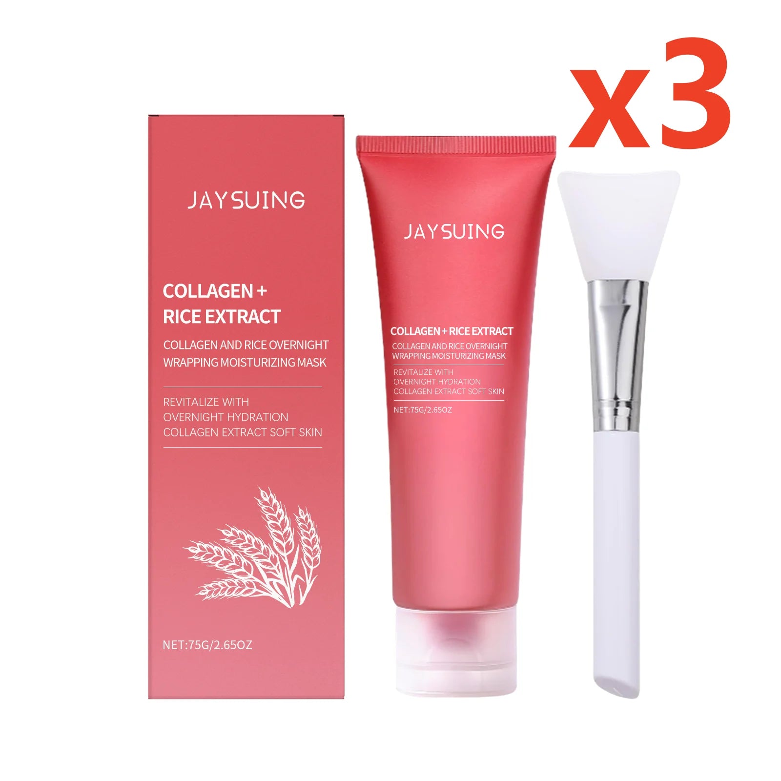 Jaysuing Rice Peel-Off Mask – Brighten, Moisturize & Anti-Aging Peel-Off Face Mask Zpaxo 3x75g boxed 75g