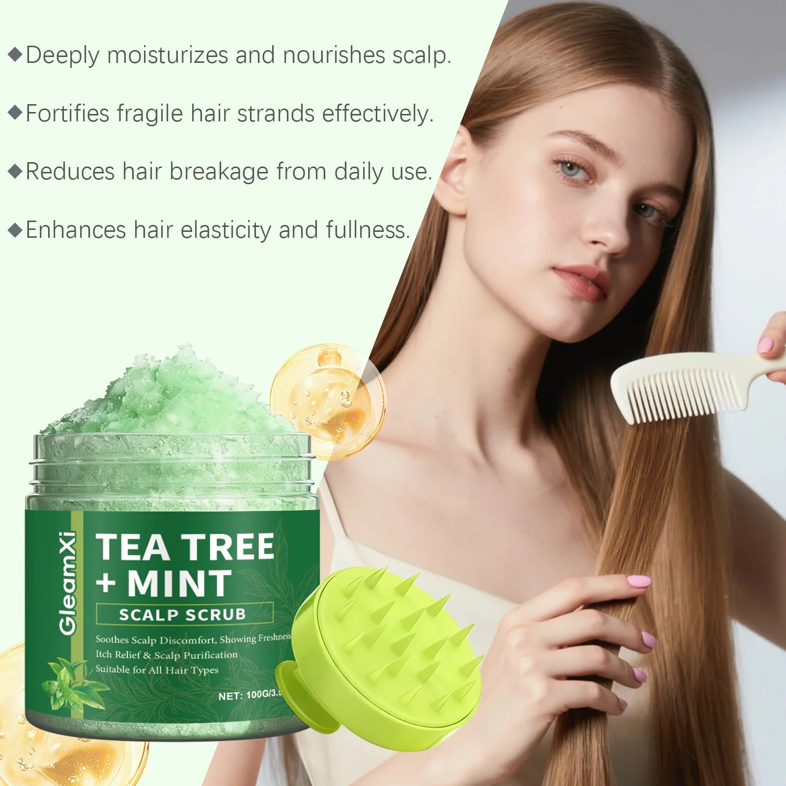 Gleamxi Tea Tree Scalp Scrub – Anti-Dandruff Shampoo 100g Scalp Scrub Shampoo Zpaxo