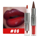2IN1 Tapered Lipliner Lipstick Pen Nude Brown Mirror Glass Lip Gloss Matte Gradient Lip Liner Waterproof Lips Contour Pen Makeup Zpaxo 06