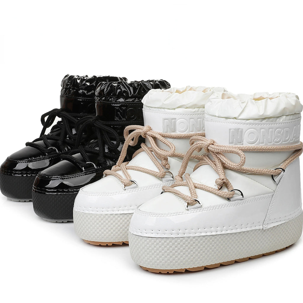 Winter Ankle Boots Women Quilted Nylon Down Snow Woman Round Toe Flat Zpaxo