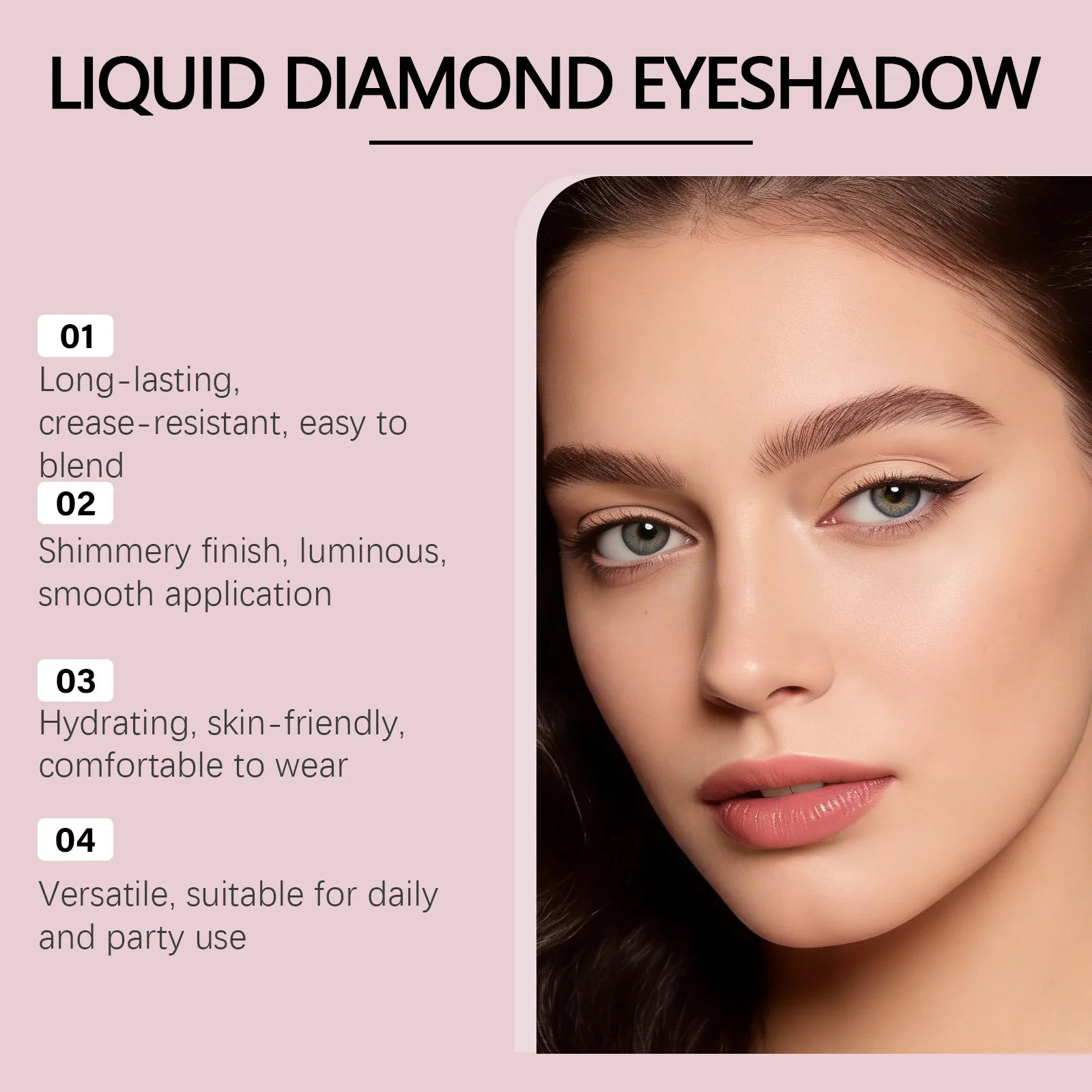 Diamond Shimmer Eyeshadow (Apricot) with Natural Pearl Fine Glitter for Everyday and Party Glam Eye Makeup Zpaxo