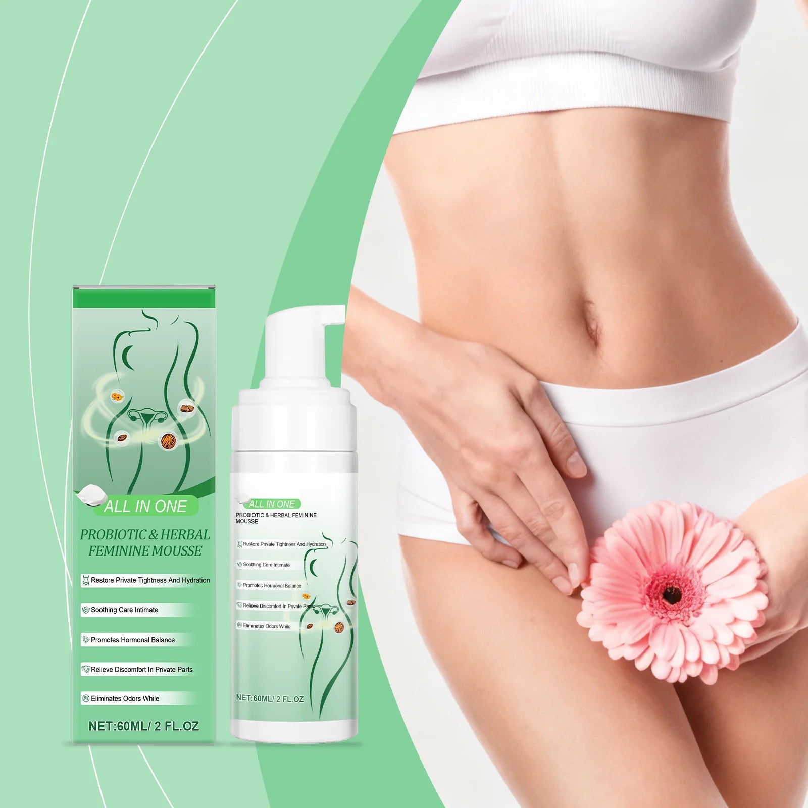 Herbal Women's Intimate Care Mousse – Odor Relief & pH Balance Intimate Care Mousse Zpaxo