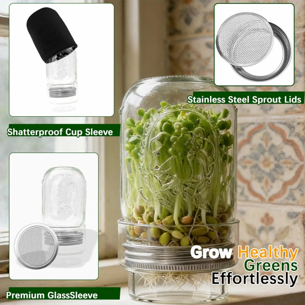 Sprouting Jar Kit Health Vegetables Grow Broccoli Sprouts Growing Kit For Gardeners Beginners Homesteaders Kitchen Countertop Zpaxo