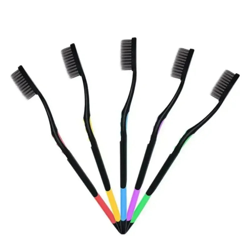 10 Pieces Packed Soft Bristle Bamboo Charcoal Black Hair Ultra-Fine Beauty Toothbrush Couple Suit Oral Cleaning Tools Zpaxo