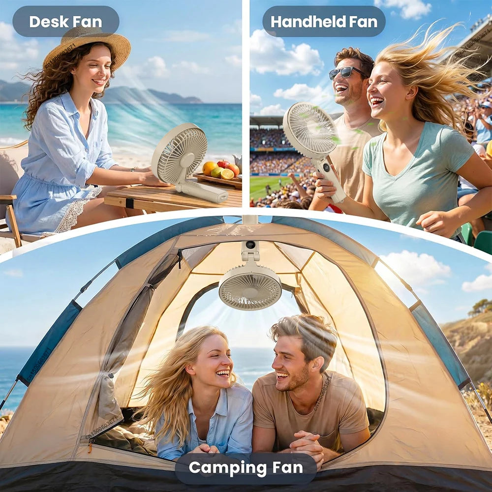 Portable Handheld Fan Office Camping Powerful Cooling Folding Desk
