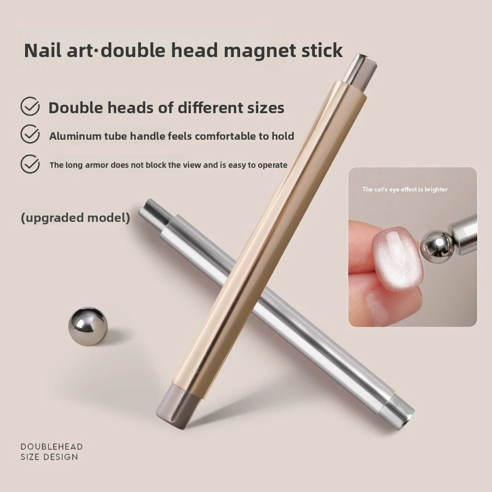 2 In 1 Nail Cat Eye Magnet And Super Strong Magnetic Ball Purple Pink Aluminum Anti-Mistouch Salon Home Manicure DIY Nail Tool Zpaxo