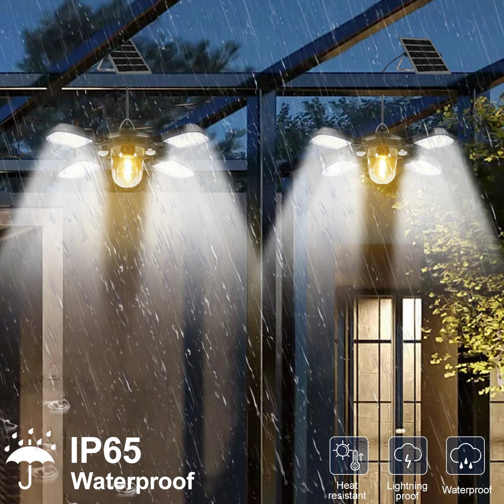 Solar Powered Barn Light Indoor Outdoor LED Hanging Solar Lamp with Motion Sensor Solar Pendant Light Garden Garage Chicken Coop Zpaxo