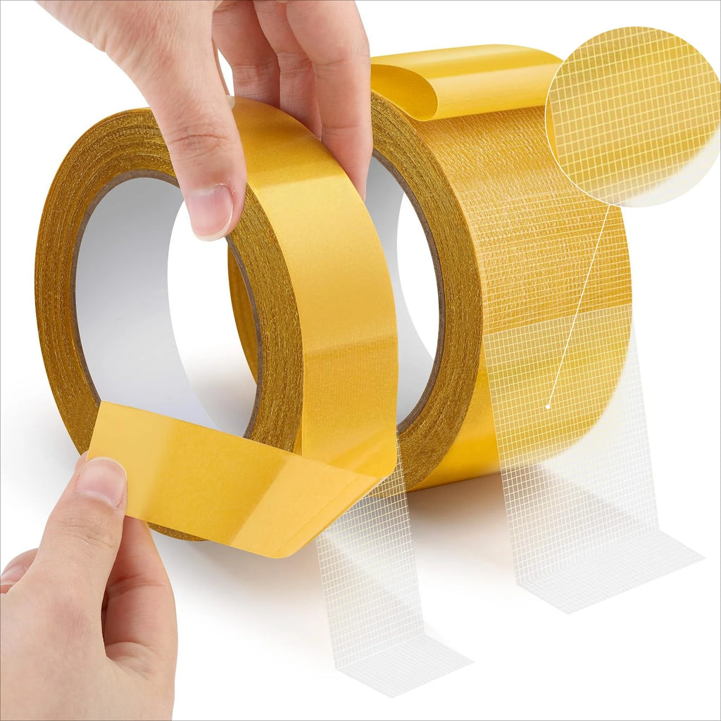 Double Sided Tape Strong Fixation Double Sided Tape Heavy Duty Translucent Mesh Waterproof Traceless Grid Carpet Adhesive Tape Zpaxo 3cmx20M