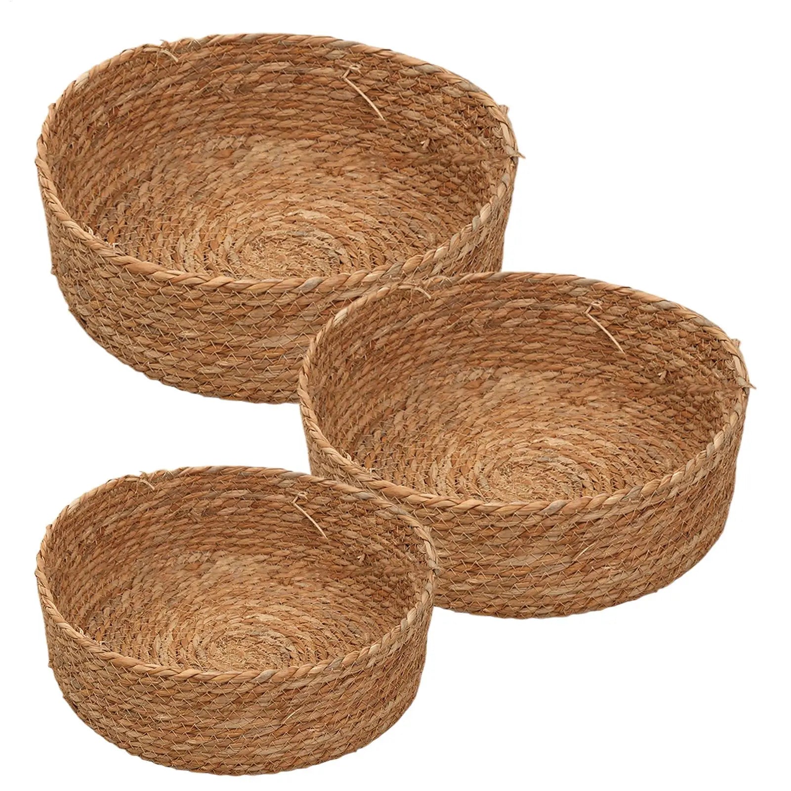 3-Piece Woven Rattan Wicker Storage Baskets – Kitchen & Home Wicker Storage Baskets Zpaxo