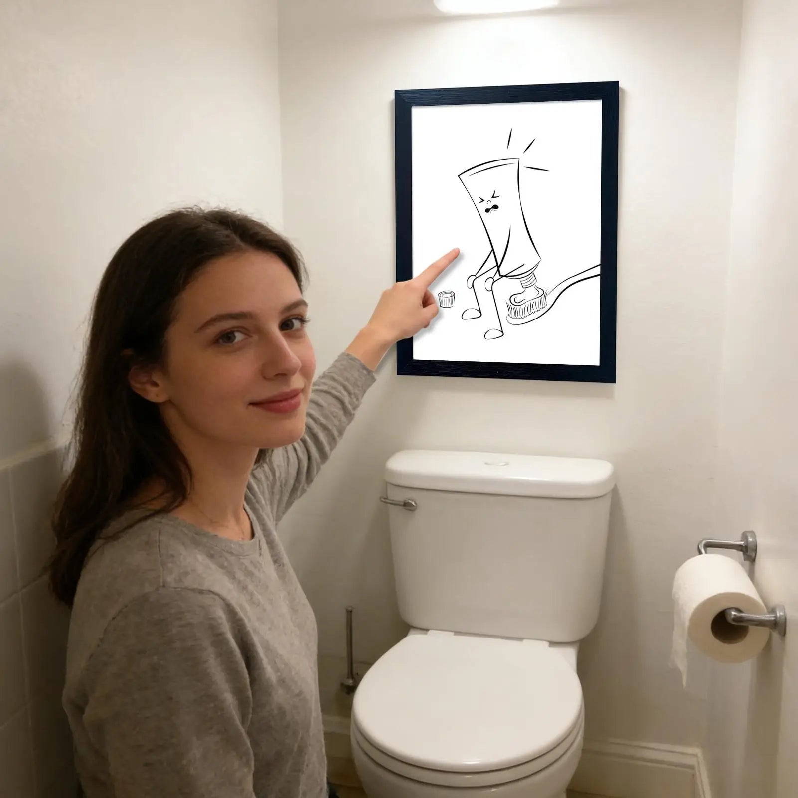 Funny Bathroom Wall Decor 30x40cm Unframed Poster Humorous Pinching