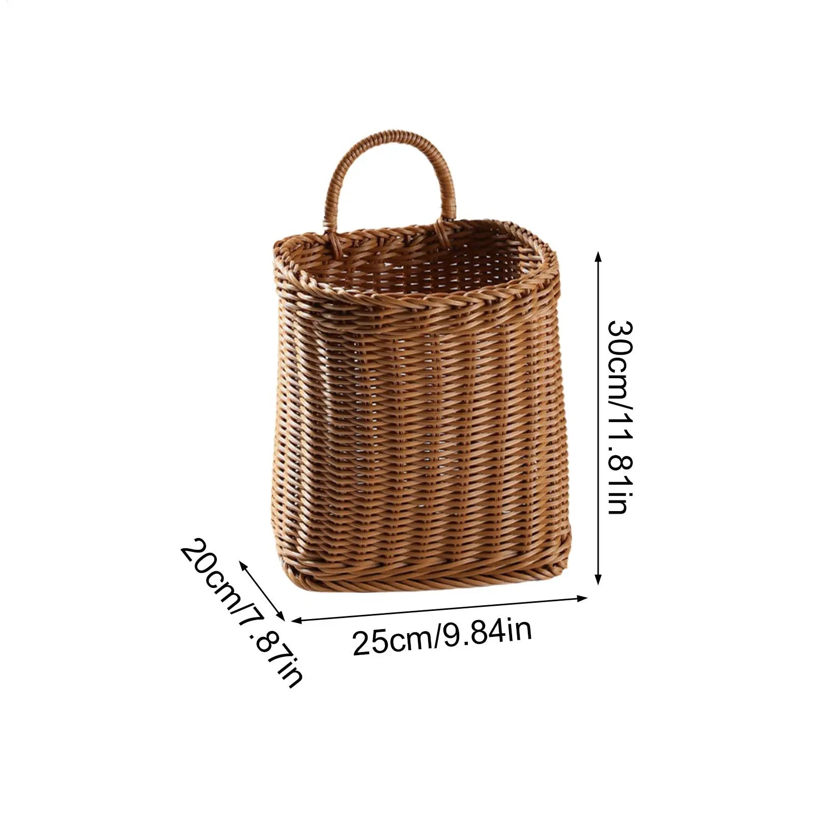 Wall Basket Decor Woven Rattan Hanging Storage Organizer Farmhouse