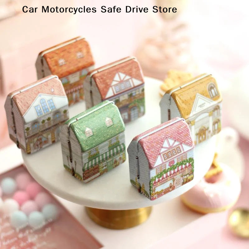 Metal Storage Box Mini Vintage Organizer House-shaped Can Candy Zpaxo