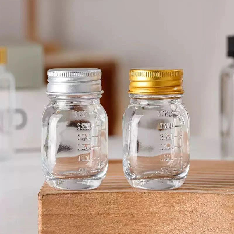 Glass Bottle Small Lid Medicine Powder Capsule Gold Silver Zpaxo