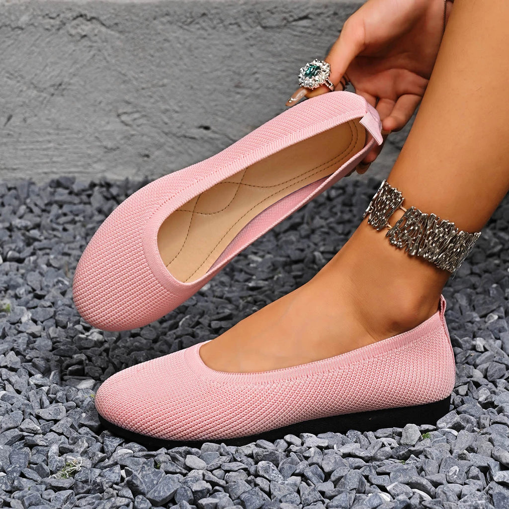 Spring Women Flats Shoes Round Toe Plus Size Light Shoes Knitting Sock Sneakers Breathable Slip on Shoes Female Zapatos De Mujer Zpaxo