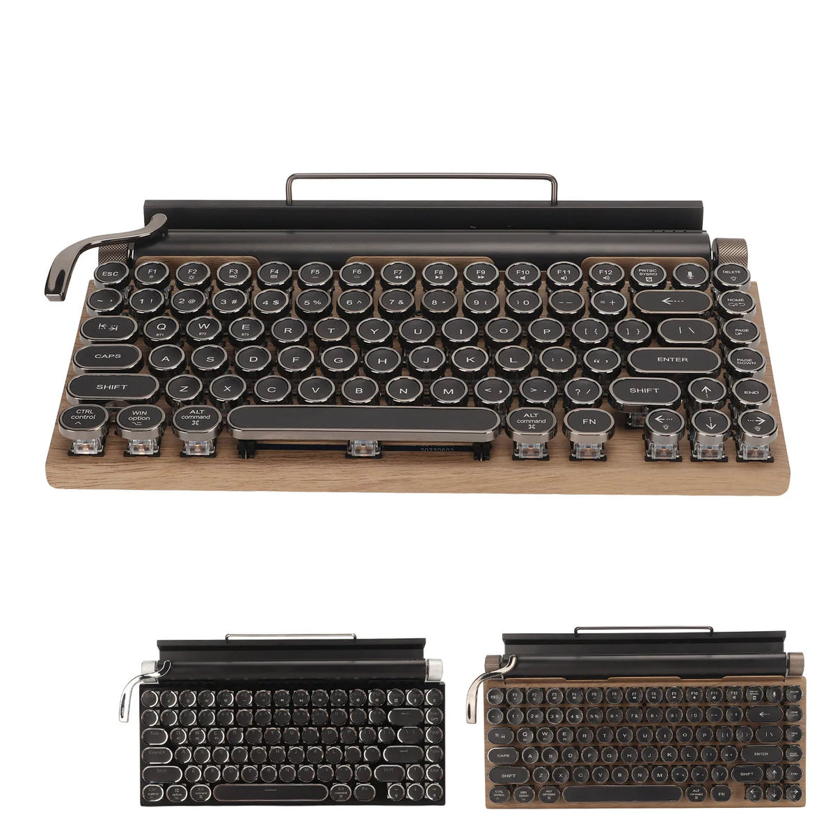 Typewriter Keyboard 83 Keys Vintage Wireless Mechanical Metal Round Zpaxo