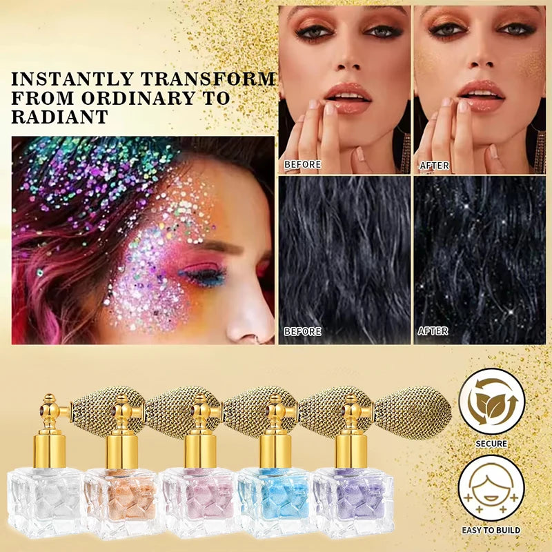 Highlighter Powder,Fairy powder High Gloss Glitter Shimmer Baked Powder Face Body Lasting Sparkling Highlighter Makeup Cosmetics Zpaxo
