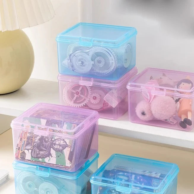 Plastic Transparent Stationery Box Desk Organization Small Card Zpaxo