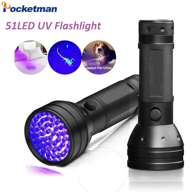 51 LED UV Black Light Flashlight – Pet Stains & Scorpion Finder UV Flashlight Zpaxo