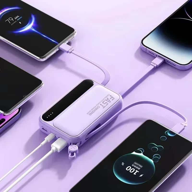 500000mAh 120W Power Bank Large Capacity 4 In1 Cables Intelligent Digital Display Light Portable Powerbank For iPhone Huawei New Zpaxo