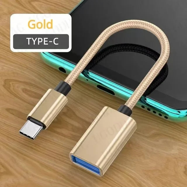 USB-C to USB OTG Adapter Cable | Type-C Male to USB-A Female USB OTG Adapter Zpaxo Glod