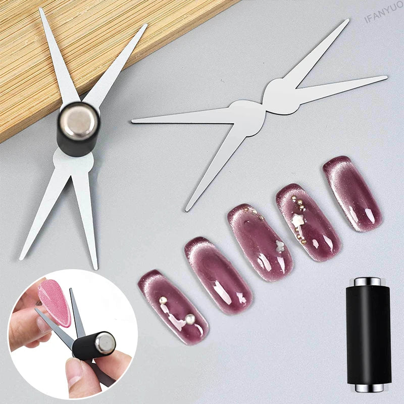 French Cat Eye Magnet Special Double-head Big Y-shaped Clip Cat Eye Nail Magnet Set Suitable for DIY Gel Polishing Magnetic Tool Zpaxo