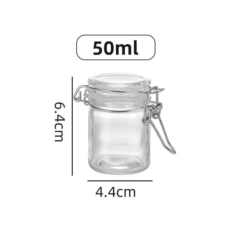 50 Sealed Glass Jars Clip Lids Honey Bottles Snack Grain Storage