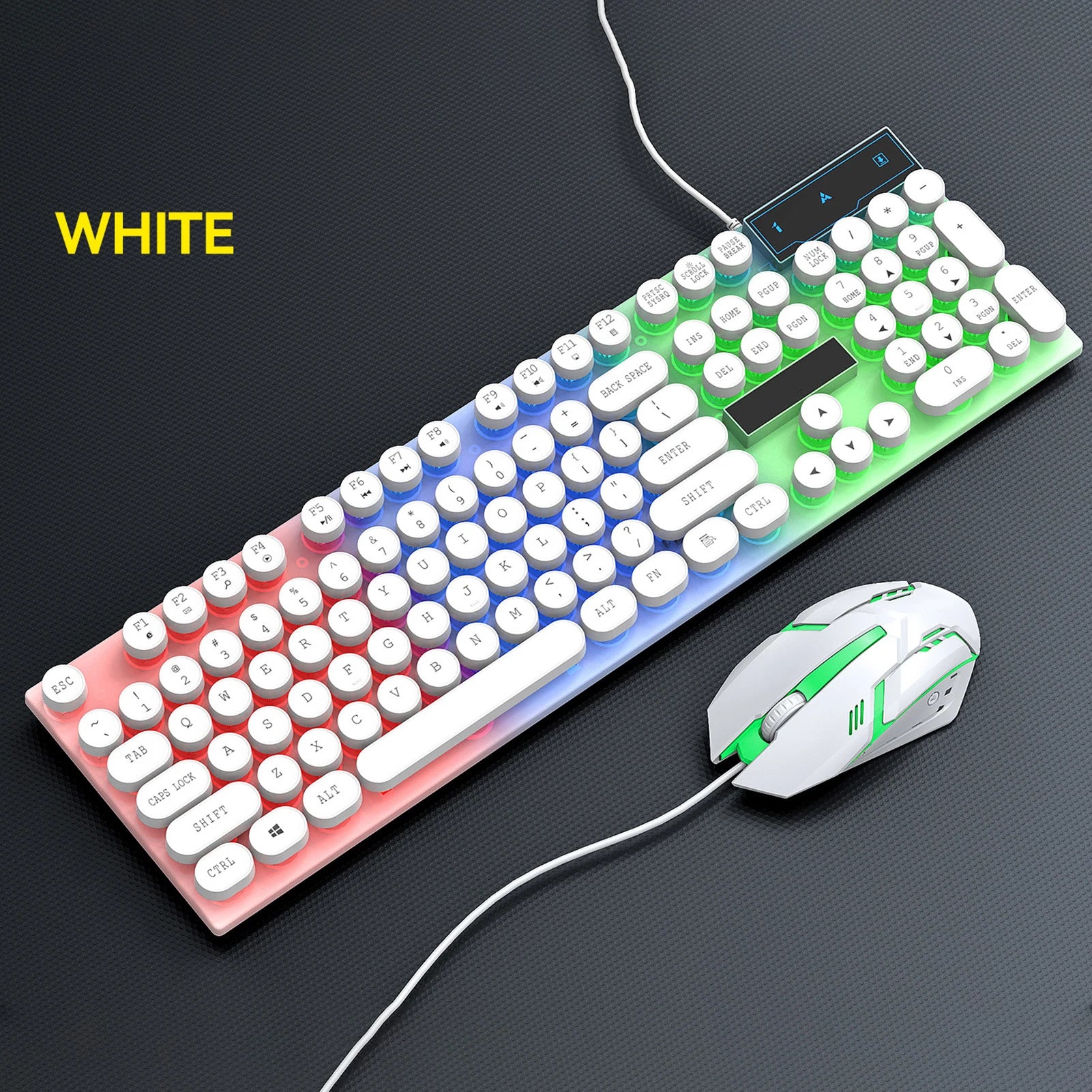104 Keys Wired Keyboard Wired Keyboard and Mouse Combo Colorful LED Backlit Gaming USB Keyboards with Gaming Mouse Zpaxo