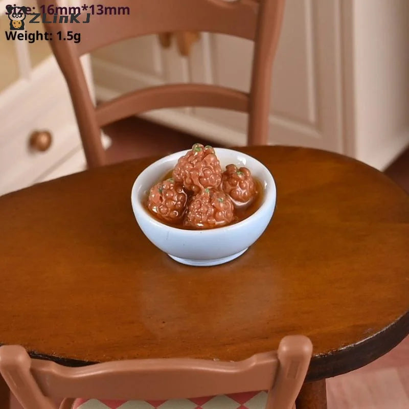 ▶1Set Dollhouse Miniature Chinese Dishes Food Bowl Rice Models DIY Dolls House Kitchen Decoration Zpaxo