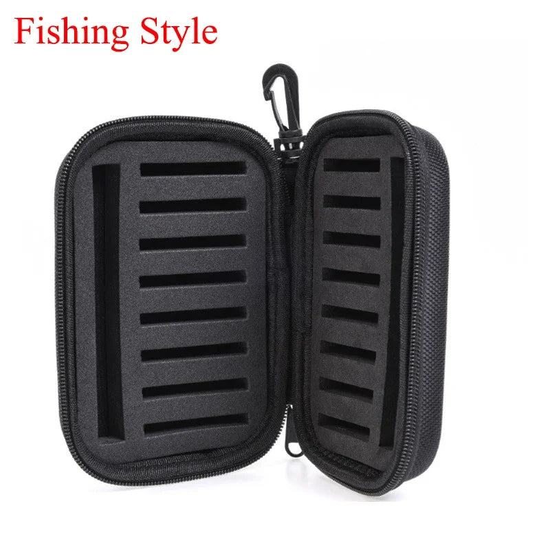 2026 New Arrival！Portabale Fly Fishing Lure Spinner Spoon Bait Black Storage Box Professional 16 Slots Hard EVA Storage Bag Zpaxo