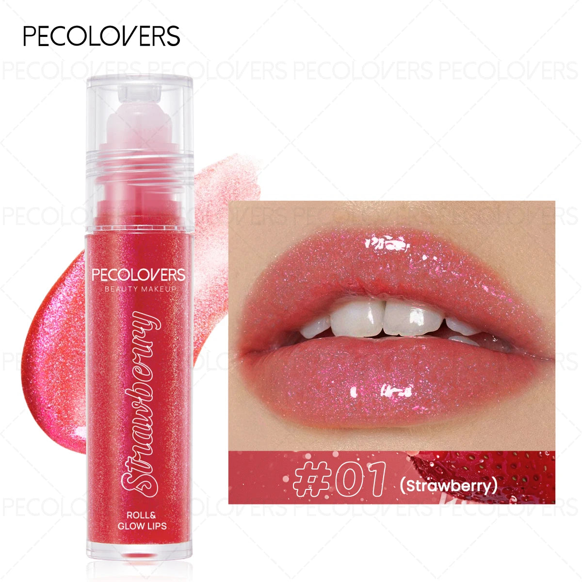 1PC Shimmer Moisturizing Lip Oil Long-Lasting Non-Sticky Lip Gloss Sweatproof Formula Pinkish-Shimmer Lip Gloss for Everyday Zpaxo 01
