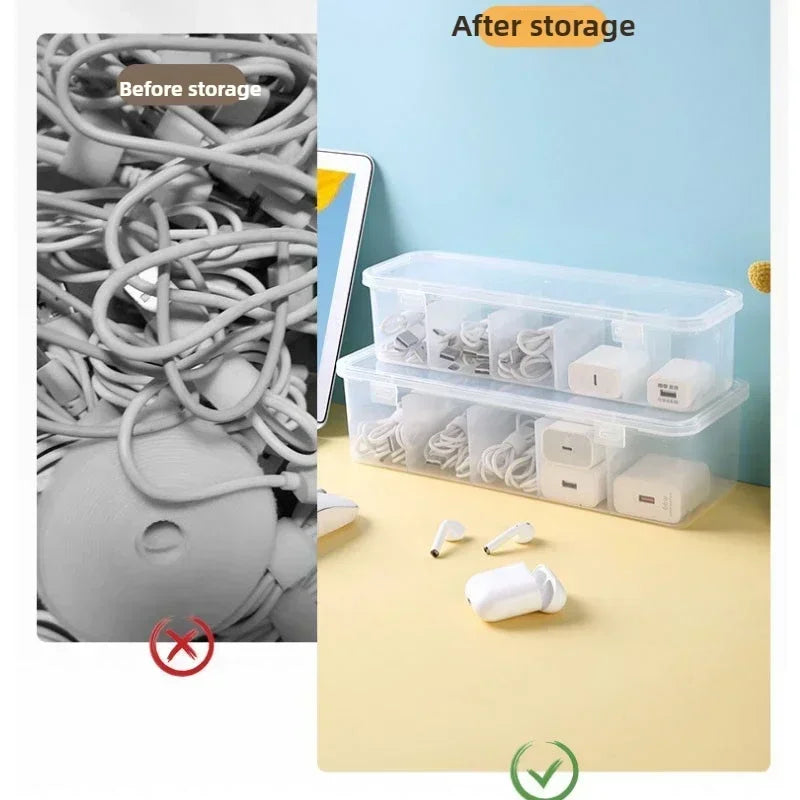 Data Cable Organizer Transparent Case Classification Dustproof Card