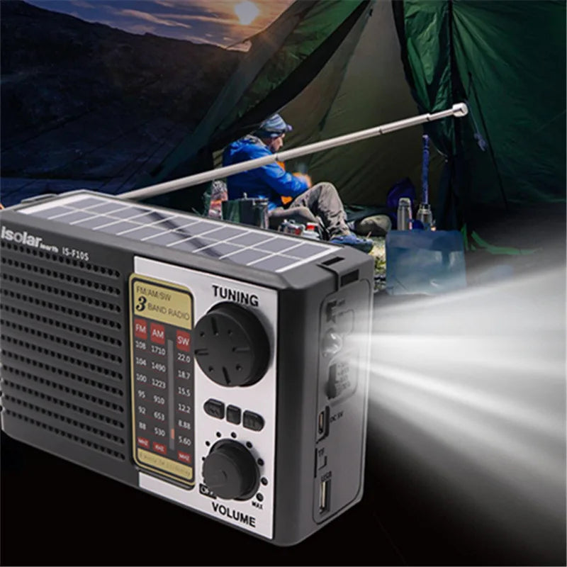 Wireless Bluetooth Speaker LED Flashlight FM AM SW Radio Solar