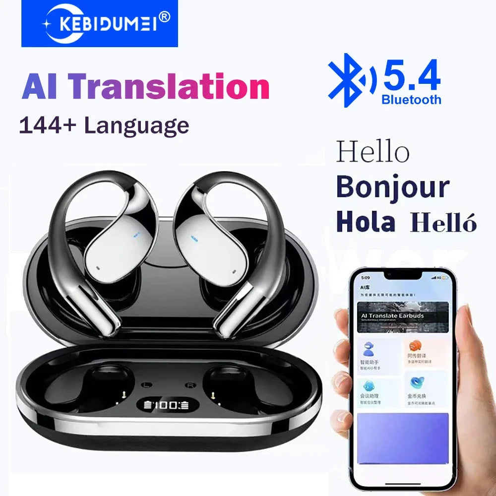 KEBIDUMEI AI Real Time Translator Earphones Bluetooth 5 4 Ear Hook Zpaxo Ear-hook Earphones