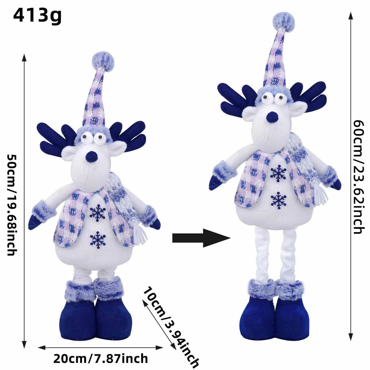 Stretchable Christmas Plush Ornaments – Santa, Snowman & Reindeer