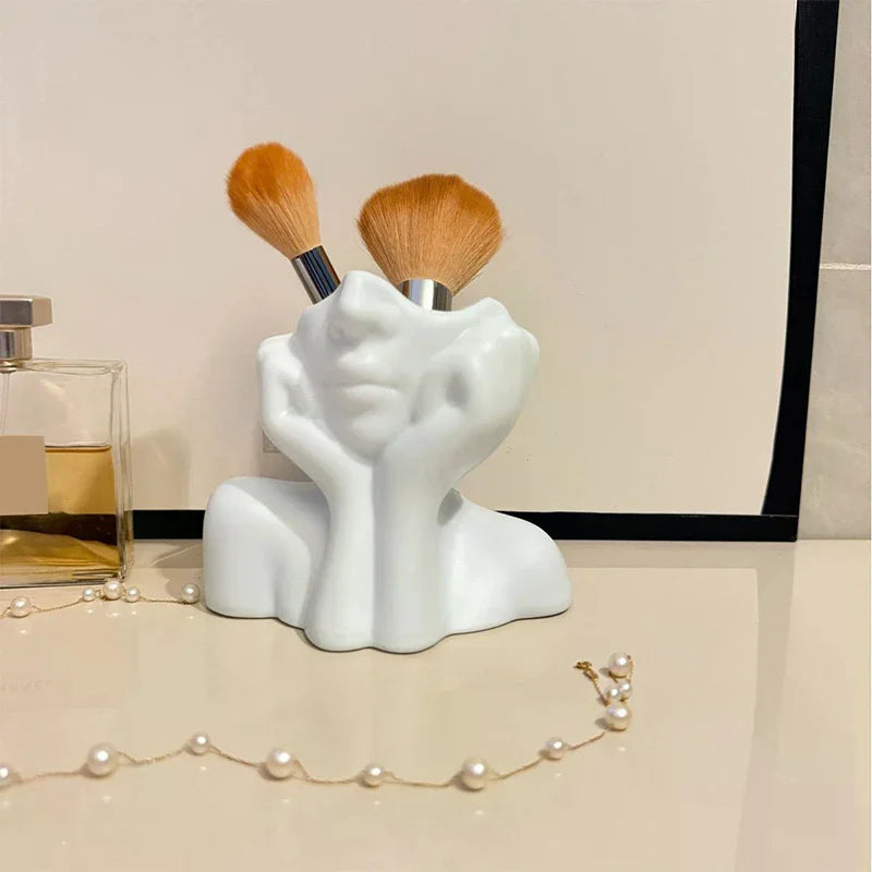 Creative Human Body Art Vase Makeup Brush And Pen Holder Multi-Functional Desk Organizer Statue Ornament Home Office Decor Zpaxo