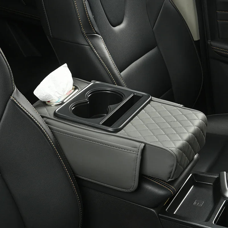Z4P2024 new car armrest box pad heightening pad car tissue box storage bag water cup holder multi-functional storage Zpaxo grey