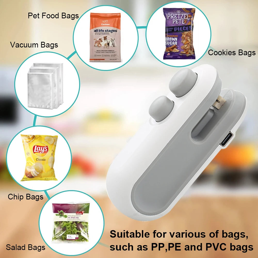 2in1 Mini Heat Bag Sealing Machine Food Package Sealer Plastic