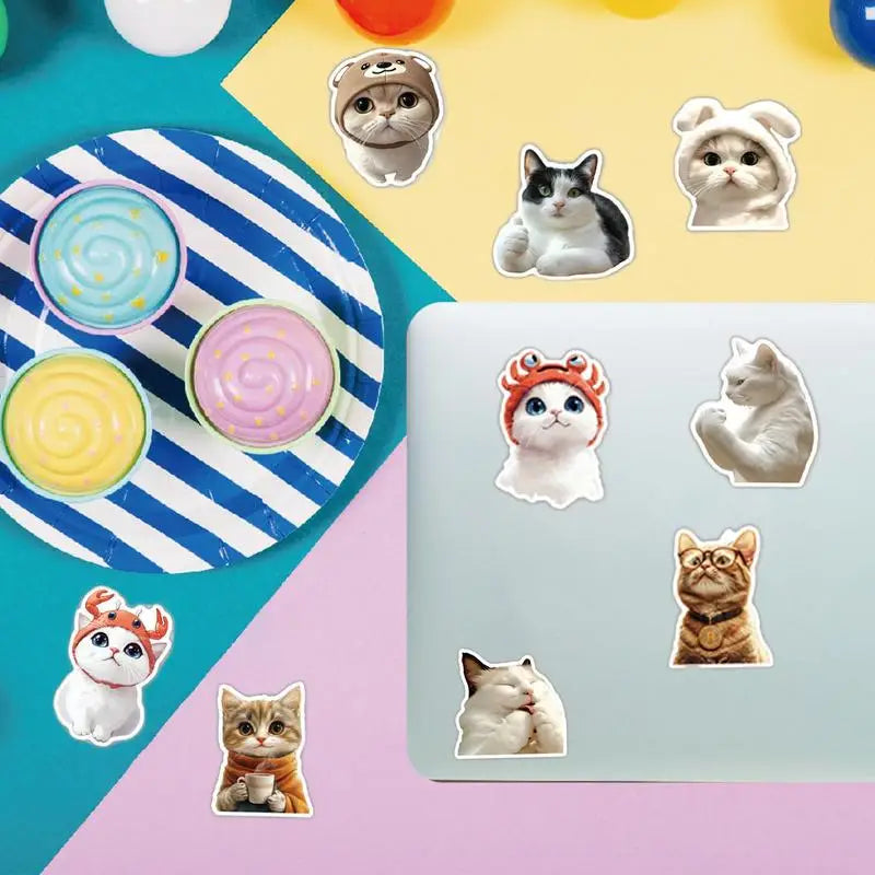 Cat Stickers For Kids Funny Kitten Stickers Waterproof Water Bottle Decals Laptop Supplies For Luggage Guitar Notebooks Zpaxo