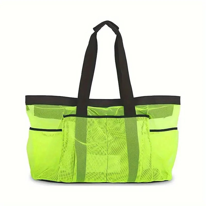 Extra Large Beach Bag Mesh Straps Zipper Pockets Trips Zpaxo Green