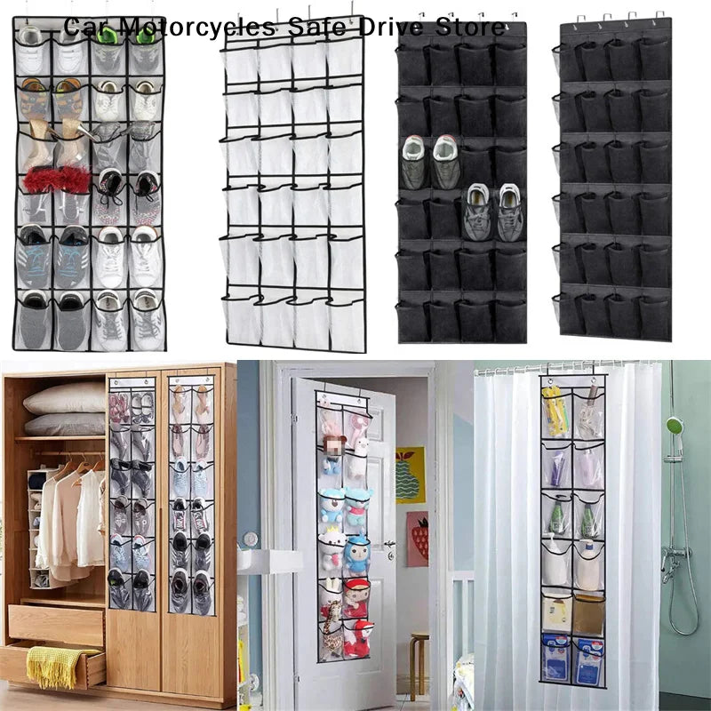 12 24 Grids Wall-mounted Shoe Organiser Fabric Closet Bag Storage