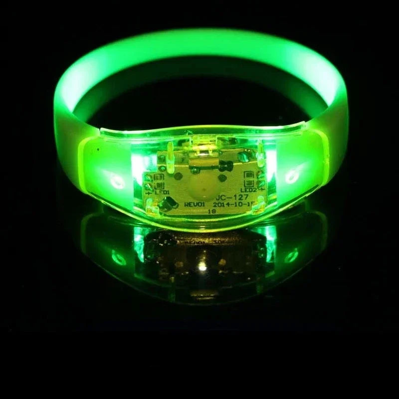 Led Sound Control Bracelet Flashing Wristband Vibration Glow Dark Zpaxo Green 6pcs