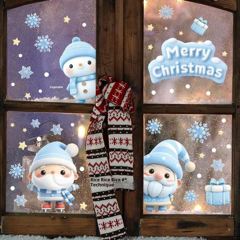 Christmas Window Static Clings – Snowman, Santa & Snowflake Window Static Clings Zpaxo A14