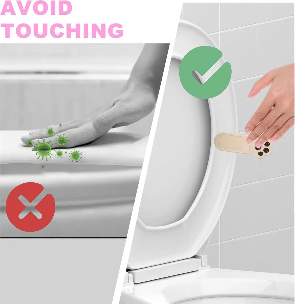 No-Touch Toilet Seat Lid Lifter – Self-Adhesive Handle 2/4 Pack