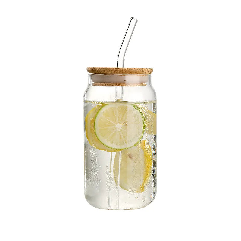 550ml High Temperature Resistant Straw Cup with Lid, Glass High Borosilicate Heat-resistant Glass Cup, Milk Tea Coffee Cola Cup Zpaxo