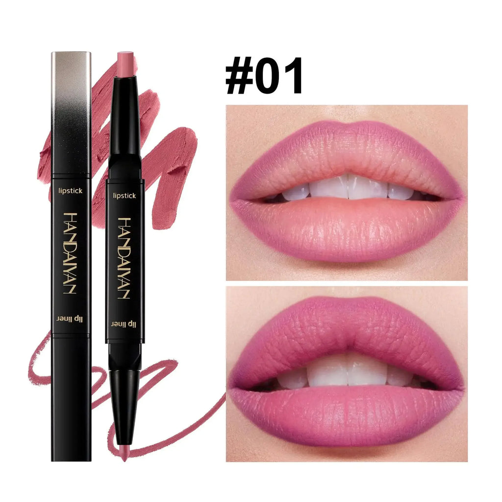 Double-ended Rose Red Lip Liner Lipstick Pencil Moisturizing Matte